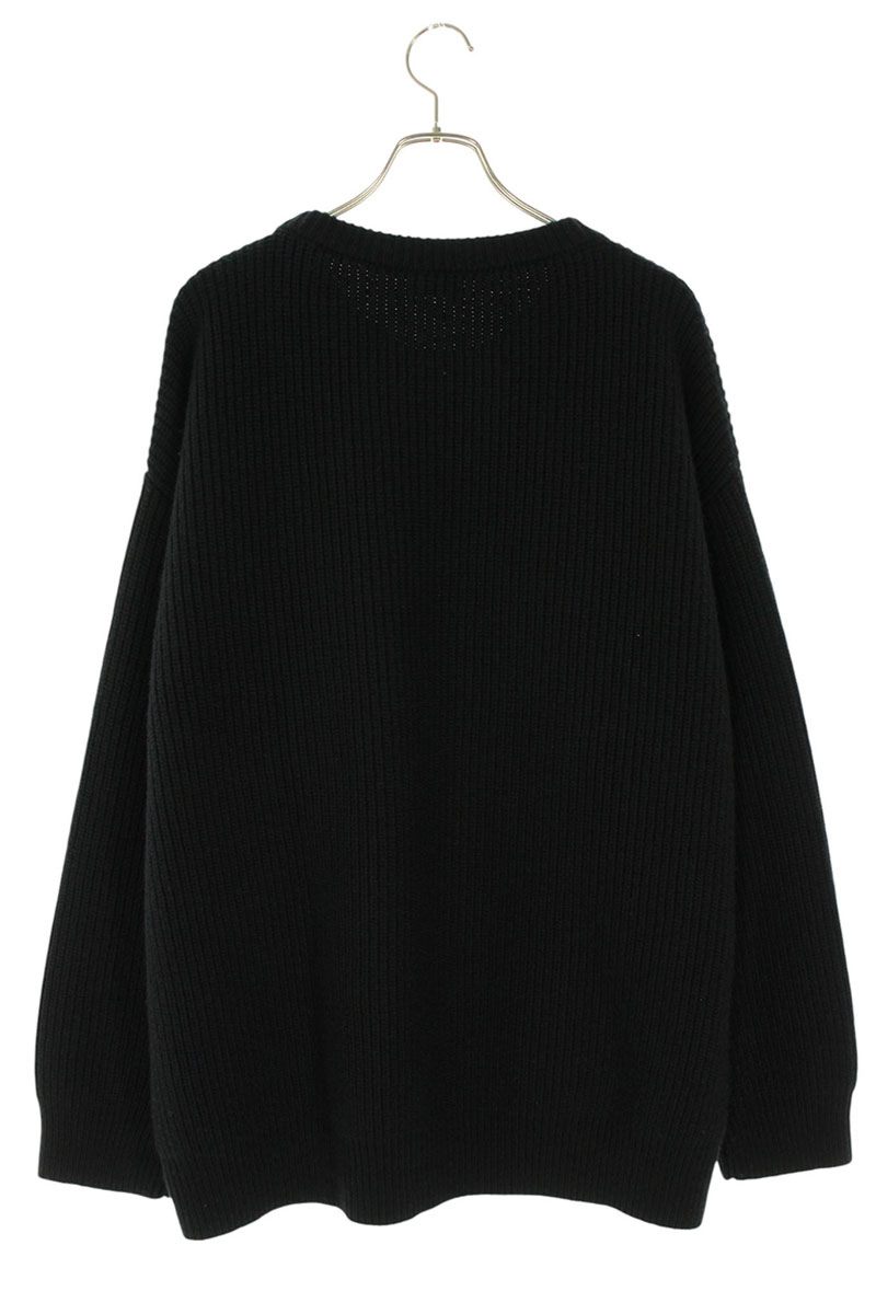 CELINE Logo Patch Oversized Wool Knit Black Size S