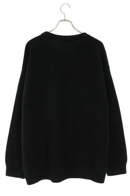 CELINE Logo Patch Oversized Wool Knit Black Size S