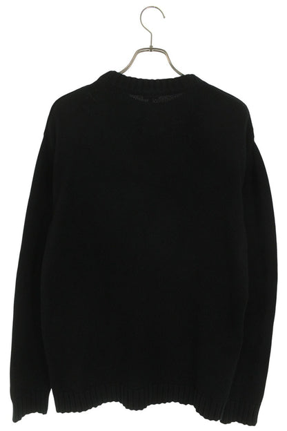 LOEWE Logo Embroidered Crewneck Cotton Knit Black Size S