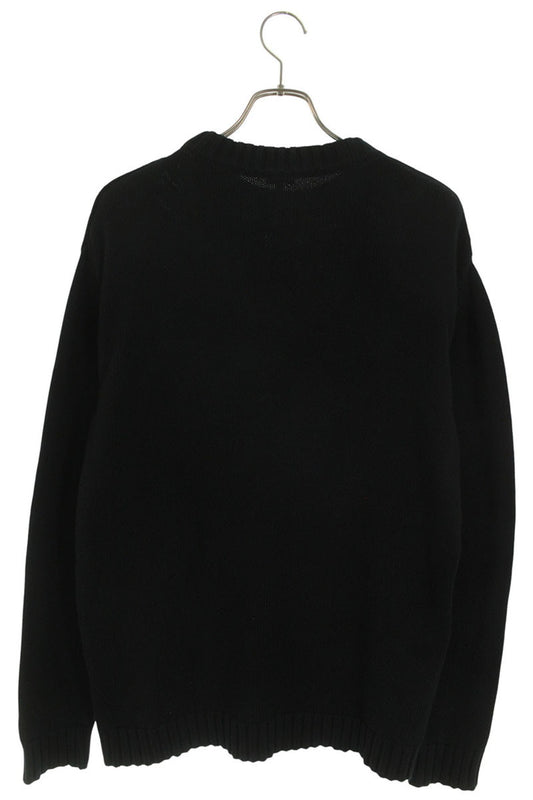LOEWE Logo Embroidered Crewneck Cotton Knit Black Size S