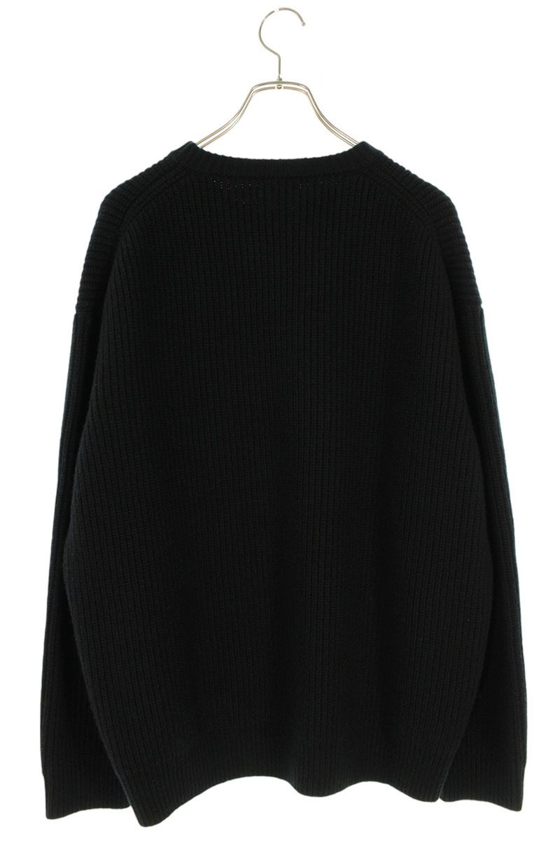 CELINE Logo Patch Crewneck Wool Knit Black Size S