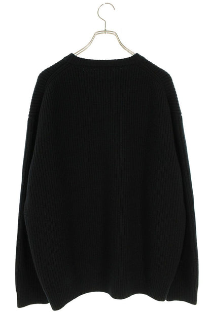 CELINE Logo Patch Crewneck Wool Knit Black Size S