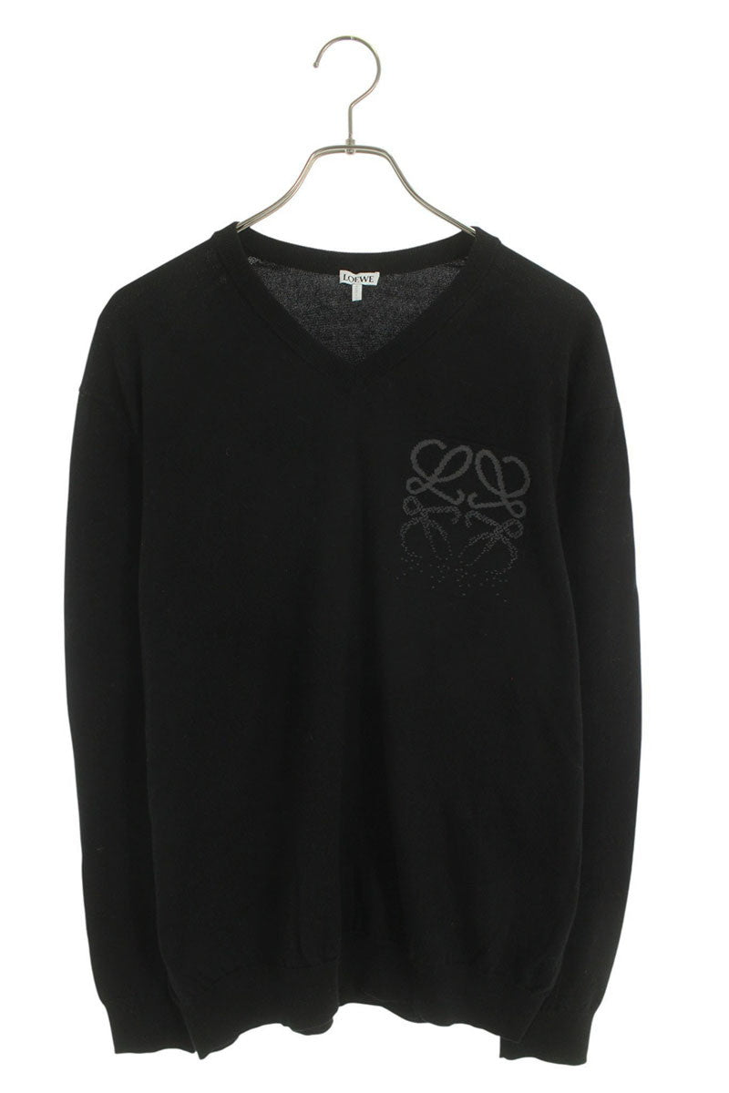 LOEWE Cashmere Blend Anagram Crewneck Knit Black Size XS
