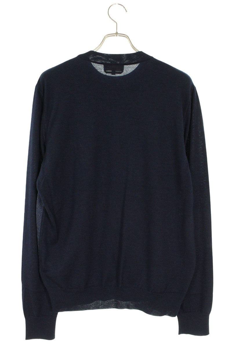 Hermes All-Over Print Cashmere Knit Sweater Blue Size L