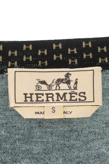 Hermes V-Neck Cotton Knit Sweater Black Size S