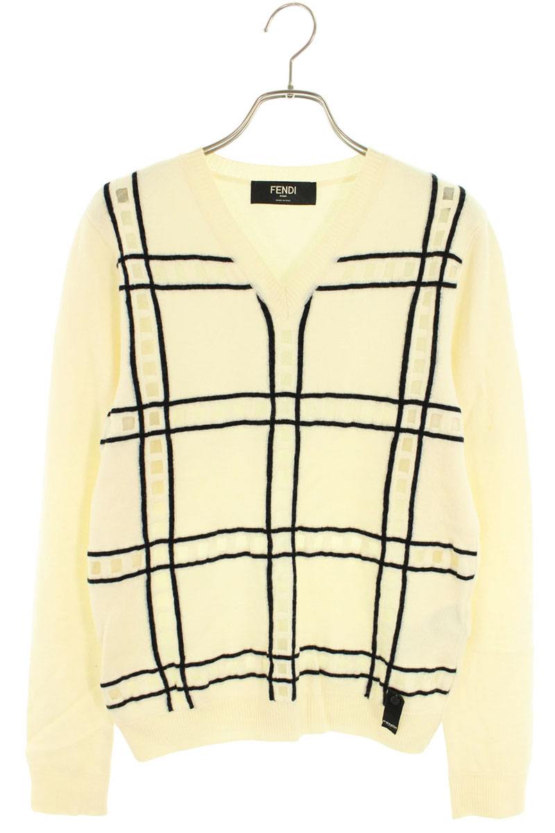 Fendi V-Neck Sweater White Size 44