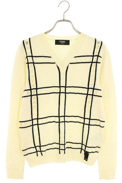 Fendi V-Neck Sweater White Size 44