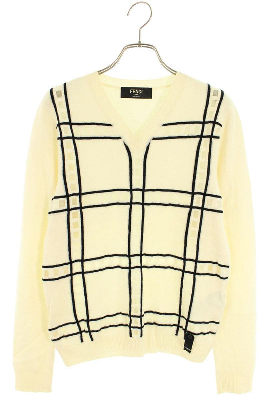 Fendi V-Neck Sweater White Size 44