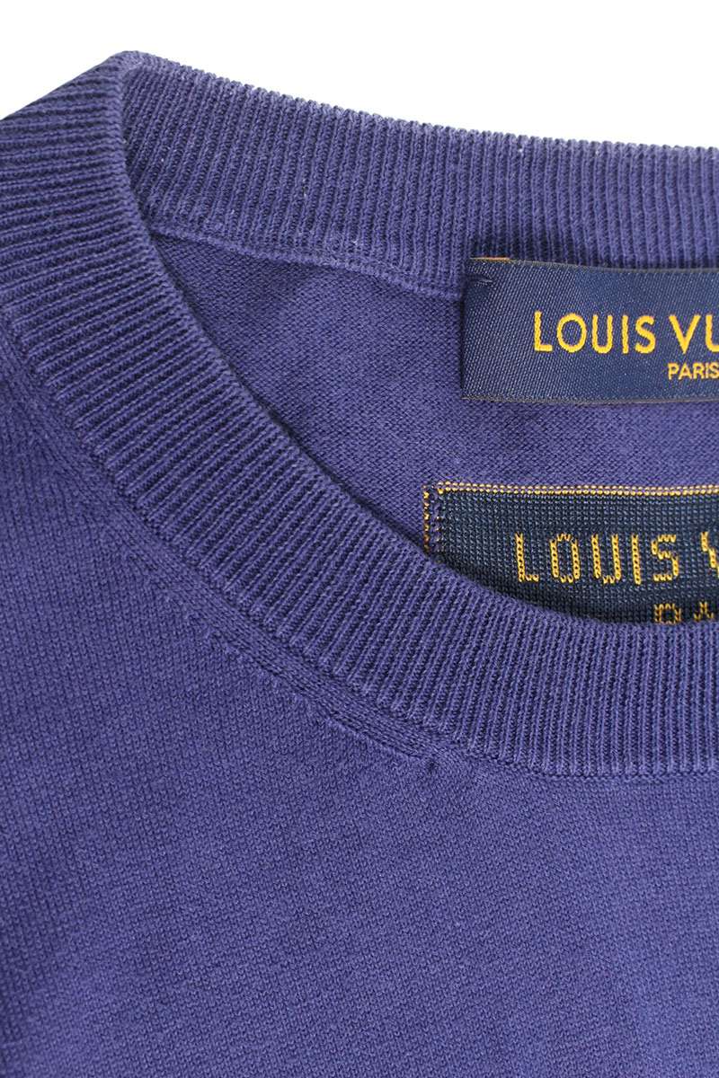 Louis Vuitton 22AW Graphic Logo Knit Sweater Blue Size L