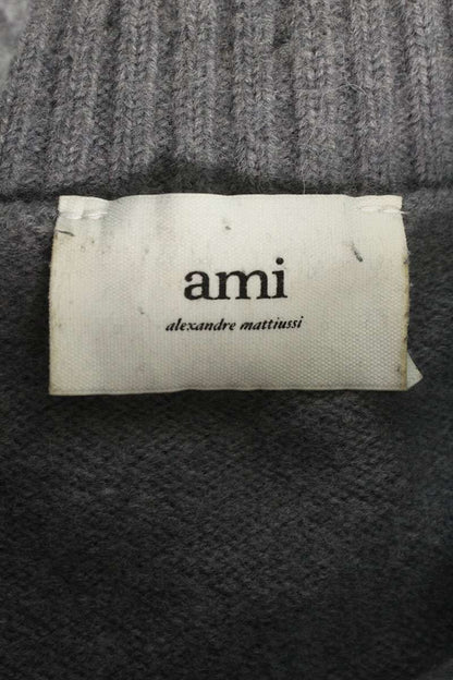 AMI Logo High Neck Knit Sweater Gray Size M