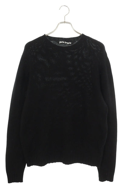Palm Angels Logo Crewneck Wool Knit Sweater Black Size XL