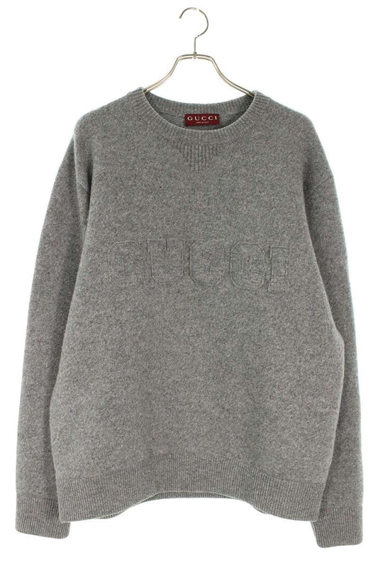 GUCCI 25SS Logo Wool Crewneck Knit Gray Size S