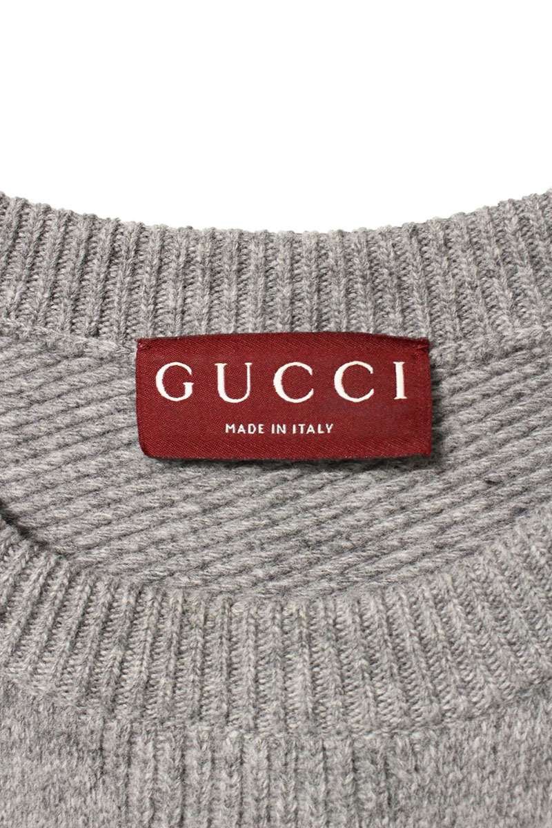 GUCCI 25SS Logo Wool Crewneck Knit Gray Size S