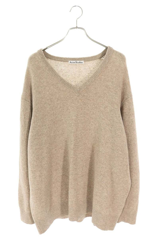 ACNE STUDIOS Beige Wool Cashmere V-Neck Knit Size XXL