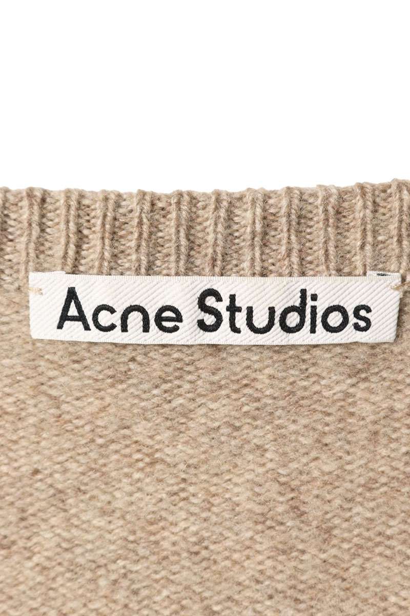 ACNE STUDIOS Beige Wool Cashmere V-Neck Knit Size XXL