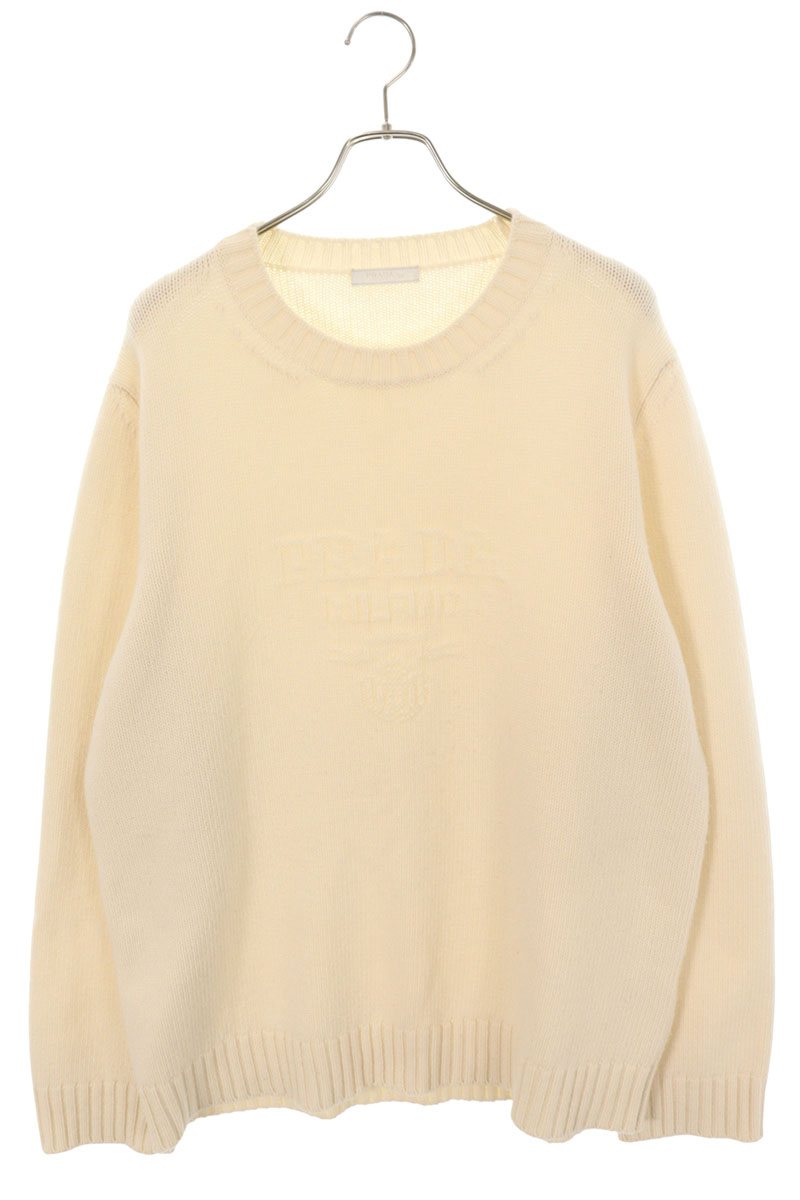 Prada Cashmere-Blend Logo Wool Knit Off-White Size XXL