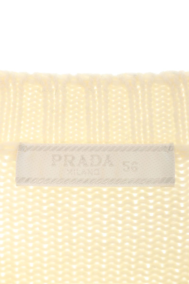 Prada Cashmere-Blend Logo Wool Knit Off-White Size XXL