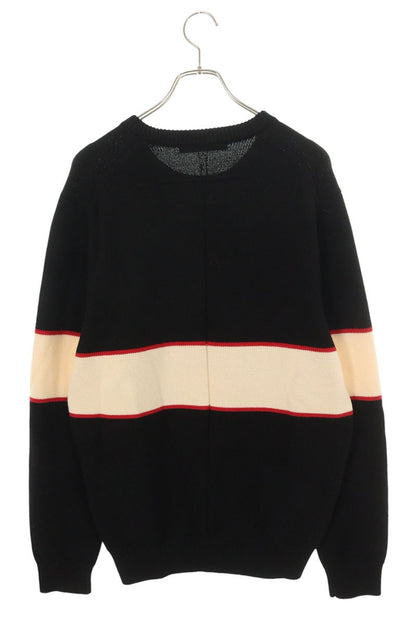 GIVENCHY Front Logo Border Wool Knit Black Size XL