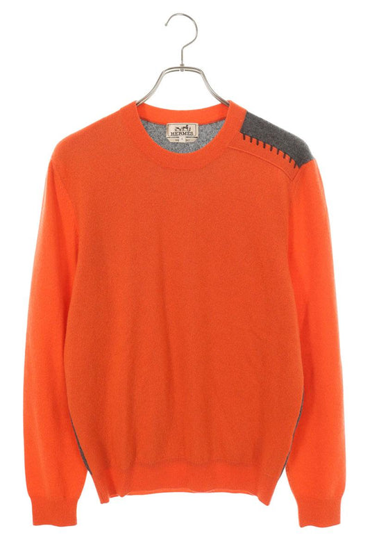 Hermes Cashmere Crewneck Knit Sweater Orange Size S