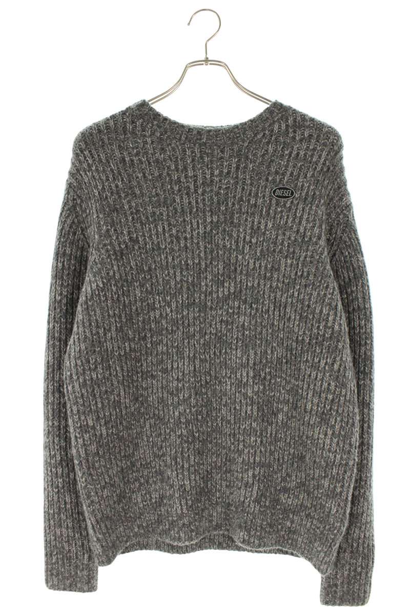 DIESEL Gray Wool Blend Logo Patch Knit Size M