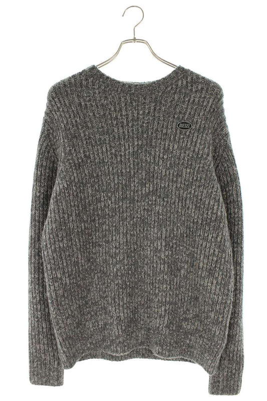 DIESEL Gray Wool Blend Logo Patch Knit Size M
