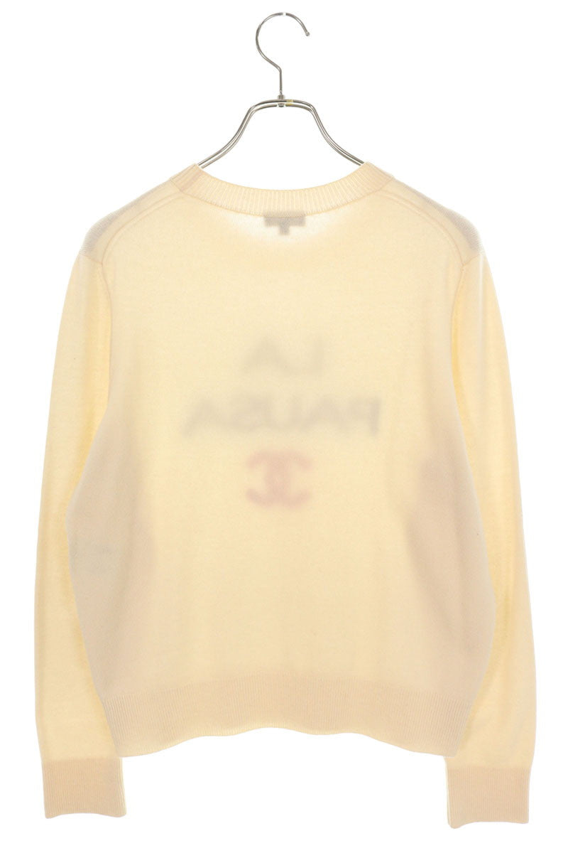 CHANEL LA PAUSA Cashmere Crewneck Knit Off-White Size XXS