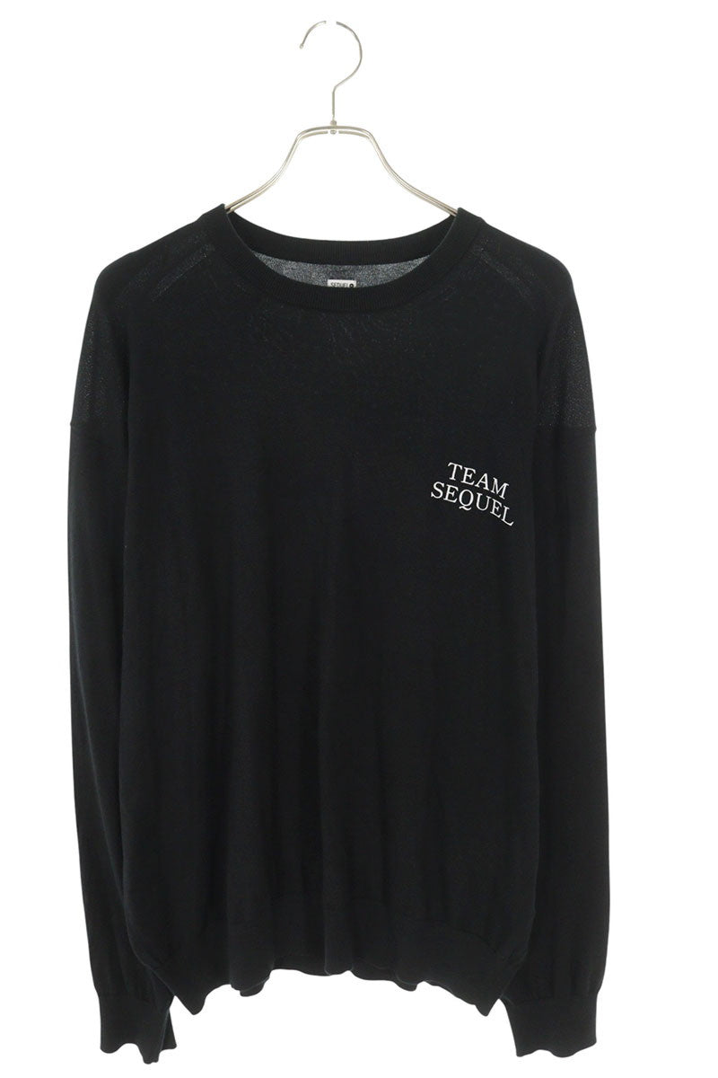 SEQUEL Black Cotton Logo Print Knit Size L