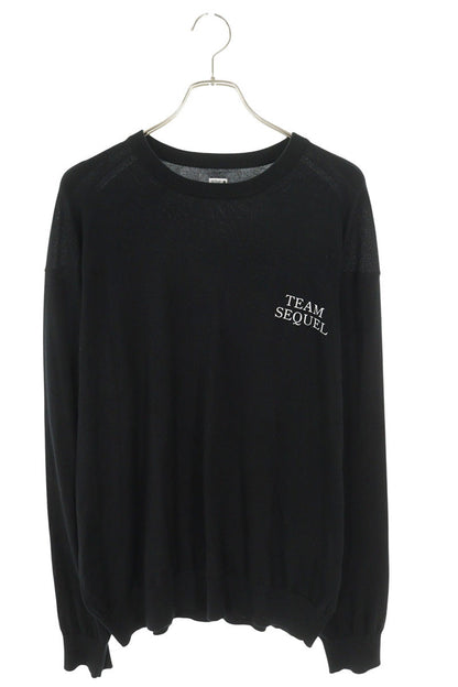 SEQUEL Black Cotton Logo Print Knit Size L