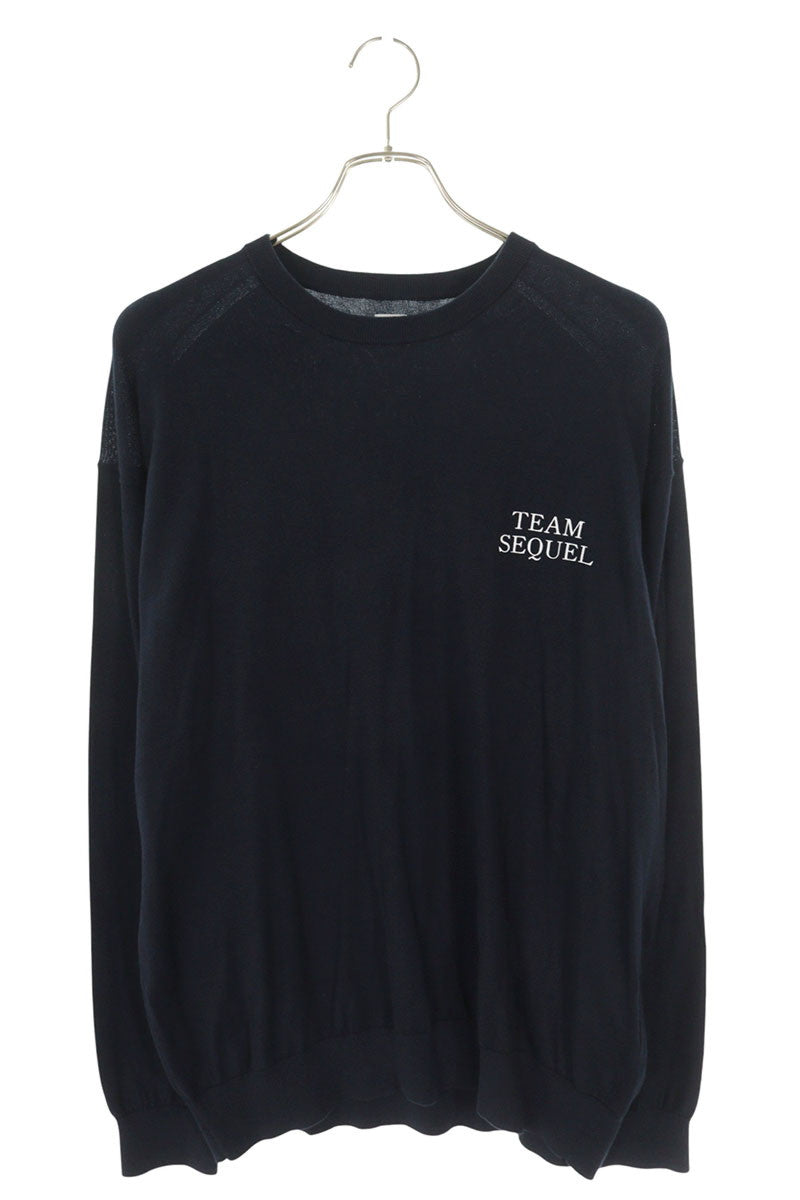 SEQUEL Navy Cotton Logo Print Knit Size L