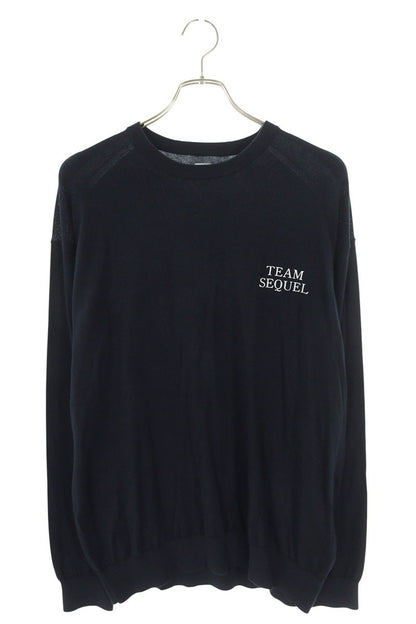 SEQUEL Navy Cotton Logo Print Knit Size L