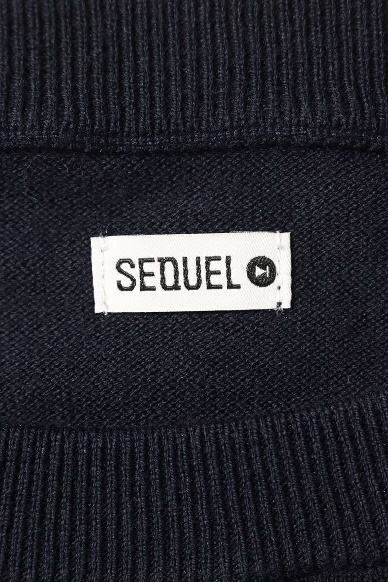 SEQUEL Navy Cotton Logo Print Knit Size L