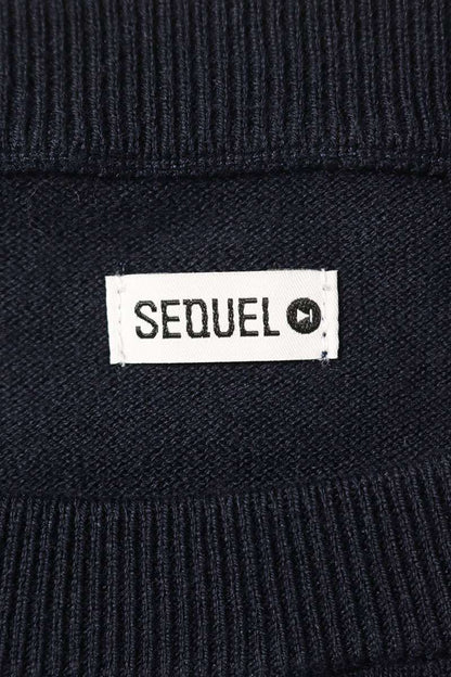 SEQUEL Navy Cotton Logo Print Knit Size L