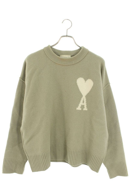 AMI Logo Crewneck Knit Sweater Gray Size M