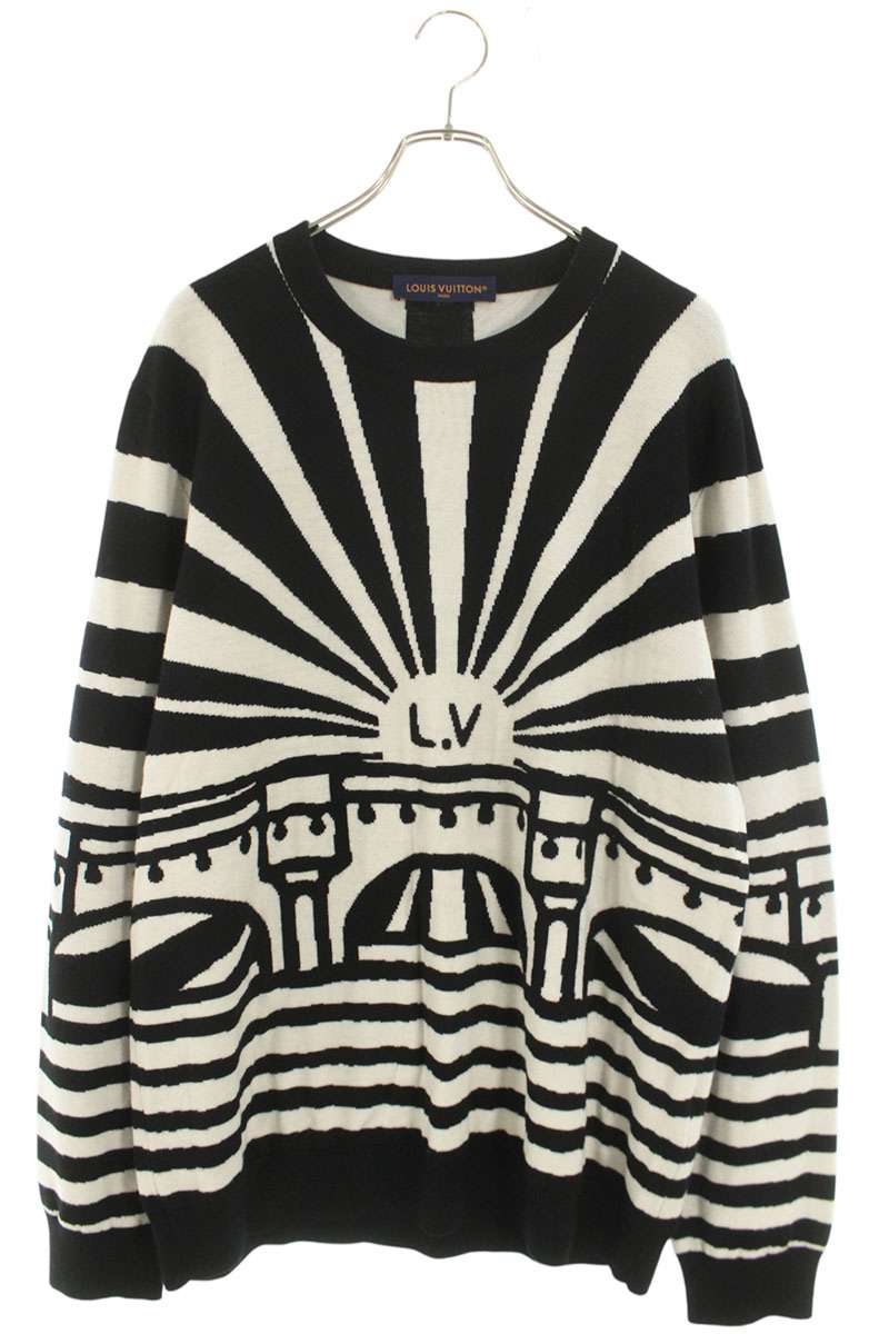 Louis Vuitton 24SS Wool Knit Sweater White x Black Size XXL