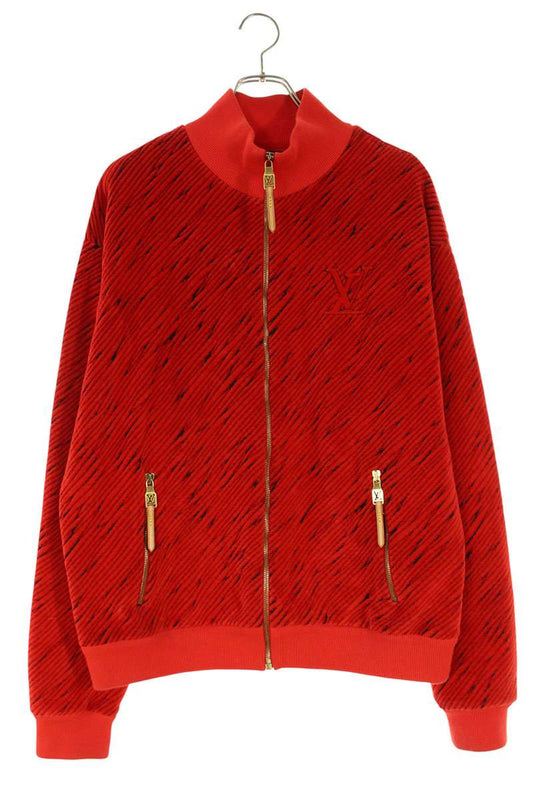 LOUISVUITTON 25SS Velvet Jacquard Zip-Up Red Size XL