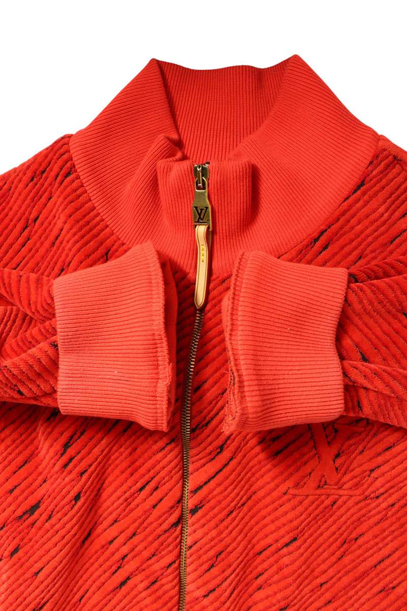 LOUISVUITTON 25SS Velvet Jacquard Zip-Up Red Size XL