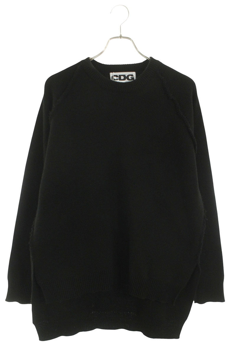CDG 23AW Black Acrylic Side Slit Crewneck Knit Size L