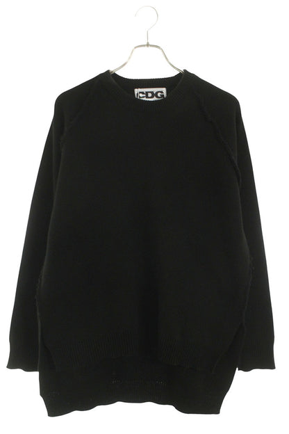 CDG 23AW Black Acrylic Side Slit Crewneck Knit Size L