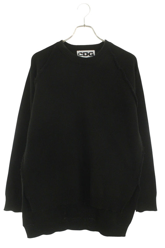CDG 23AW Black Acrylic Side Slit Crewneck Knit Size L
