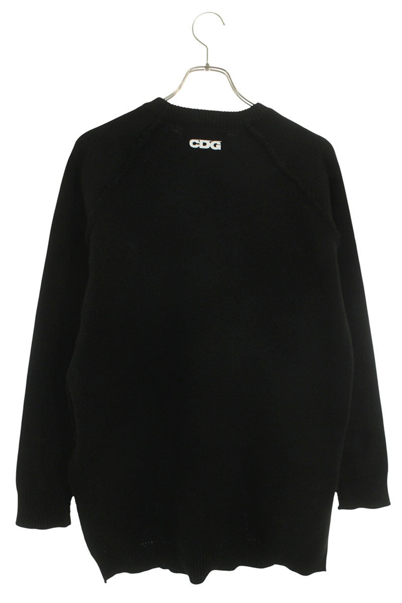 CDG 23AW Black Acrylic Side Slit Crewneck Knit Size L