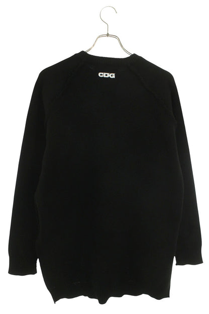 CDG 23AW Black Acrylic Side Slit Crewneck Knit Size L