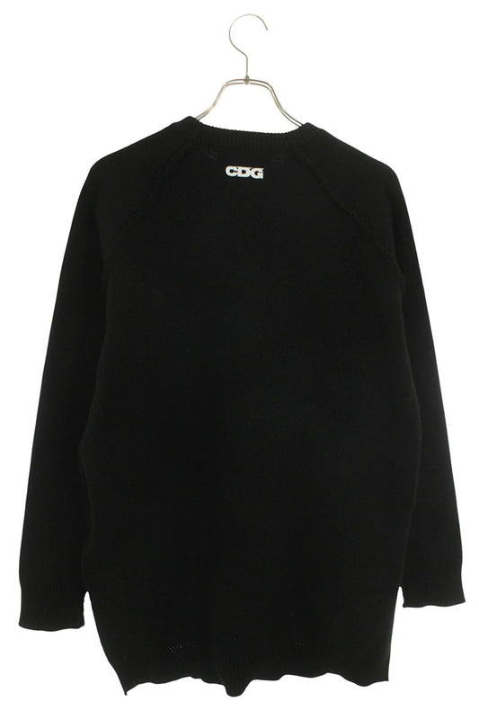 CDG 23AW Black Acrylic Side Slit Crewneck Knit Size L