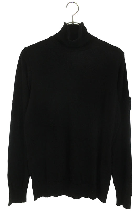 STONEISLAND Black Wool Sleeve Logo Patch Turtleneck Size M