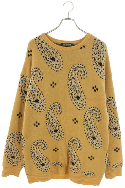 RAF SIMONS 04AW WAVE Paisley Print Knit Orange Size S