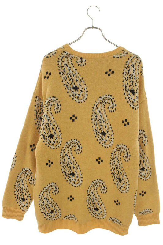 RAF SIMONS 04AW WAVE Paisley Print Knit Orange Size S