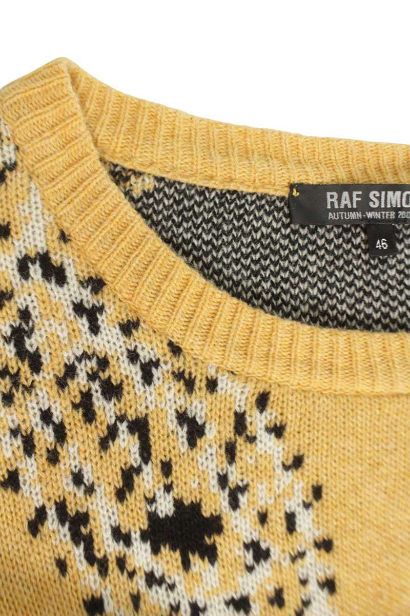 RAF SIMONS 04AW WAVE Paisley Print Knit Orange Size S