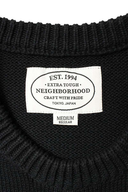 NEIGHBORHOOD Striped Panel Knit Black Navy Size M