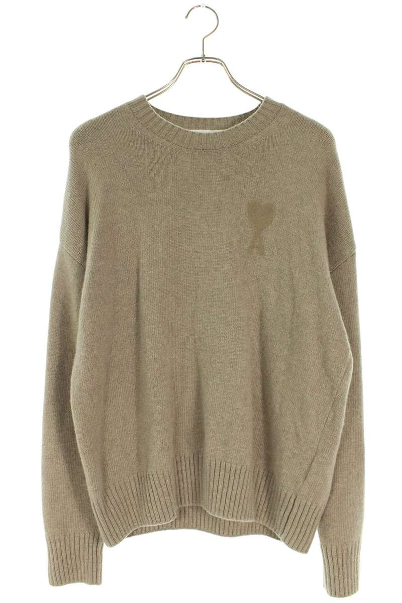 AMI Logo Knit Sweater Beige Size M