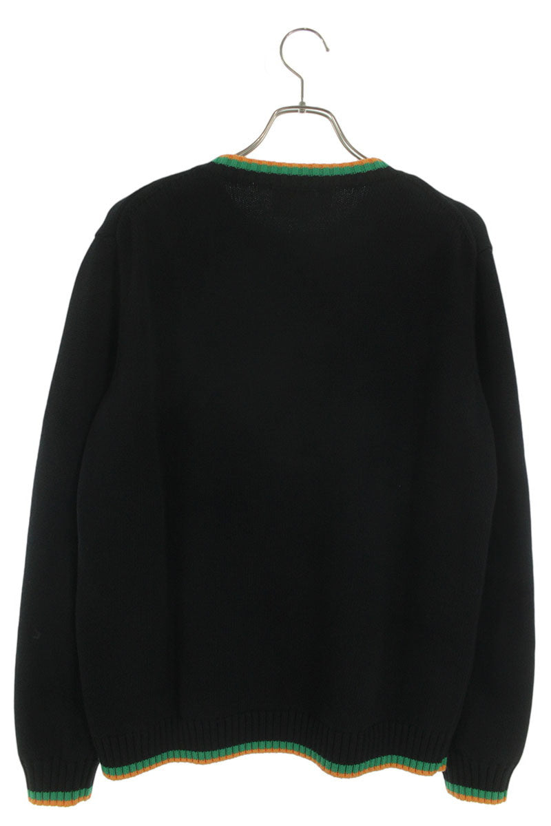CASABLANCA Black Cotton Orange Embroidered Crewneck Size M