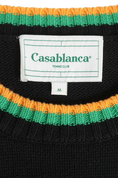 CASABLANCA Black Cotton Orange Embroidered Crewneck Size M